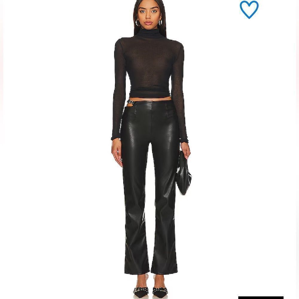 NWT Superdown kaitlyn faux leather pants black flares cut out Revolve L - Picture 4 of 10